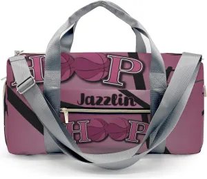 Personalized Hoop it Basketball Red Plum Duffel Bag,Customized Sport Player Travel Bag for Gifts