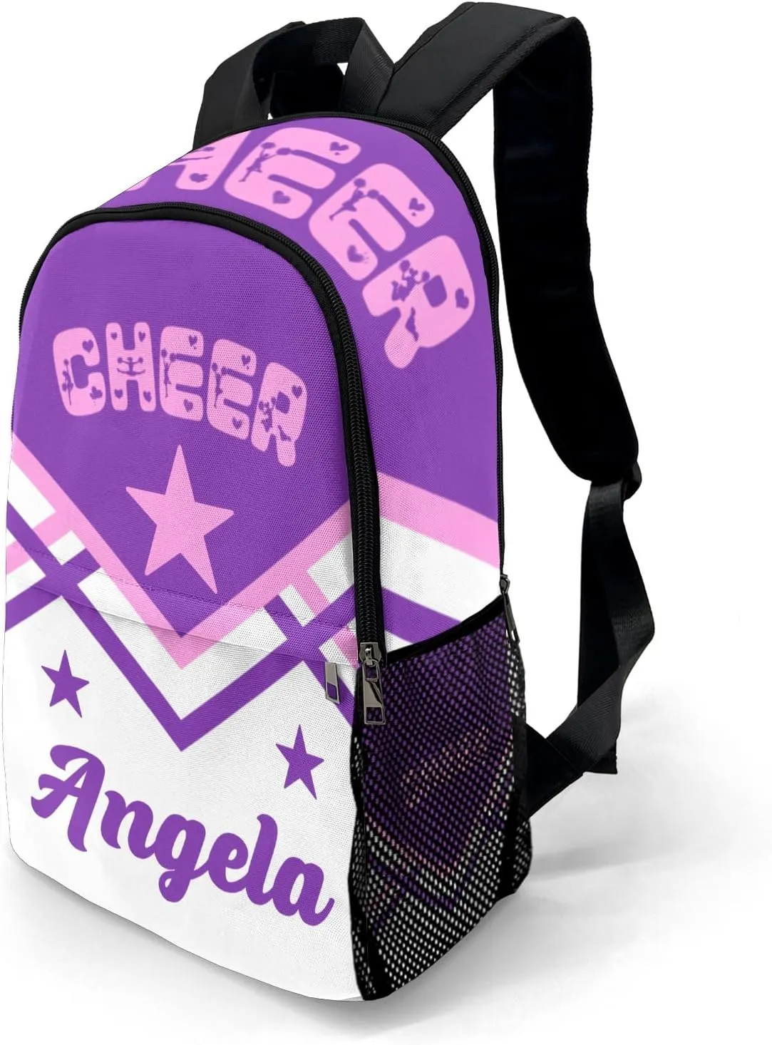 Personalized School Bags Cheer Star Cheerleaders Purple Backpack Custom Name Daypack Book Bag for Camping Sports Present