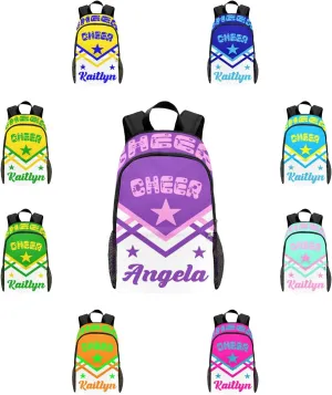 Personalized School Bags Cheer Star Cheerleaders Purple Backpack Custom Name Daypack Book Bag for Camping Sports Present