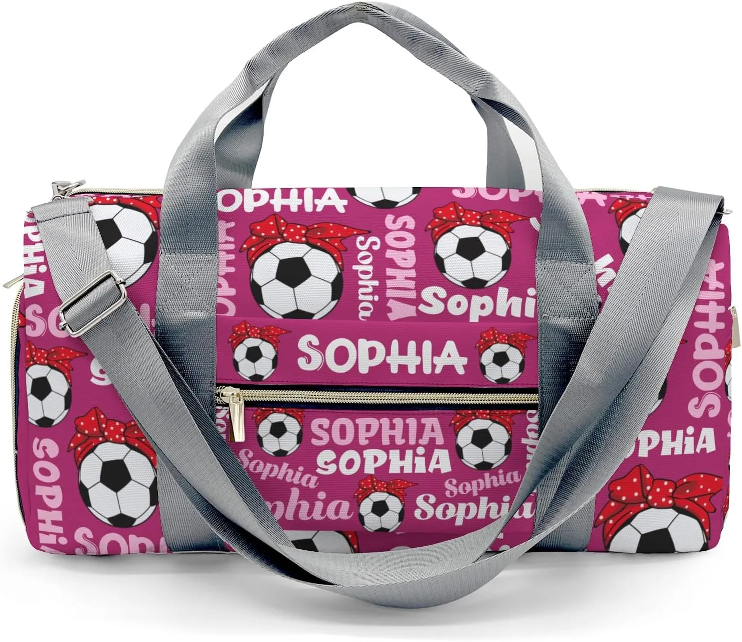 Personalized Soccer Mom Text Plum Red Duffel Bag,Customized Sport Player Travel Bag for Gifts