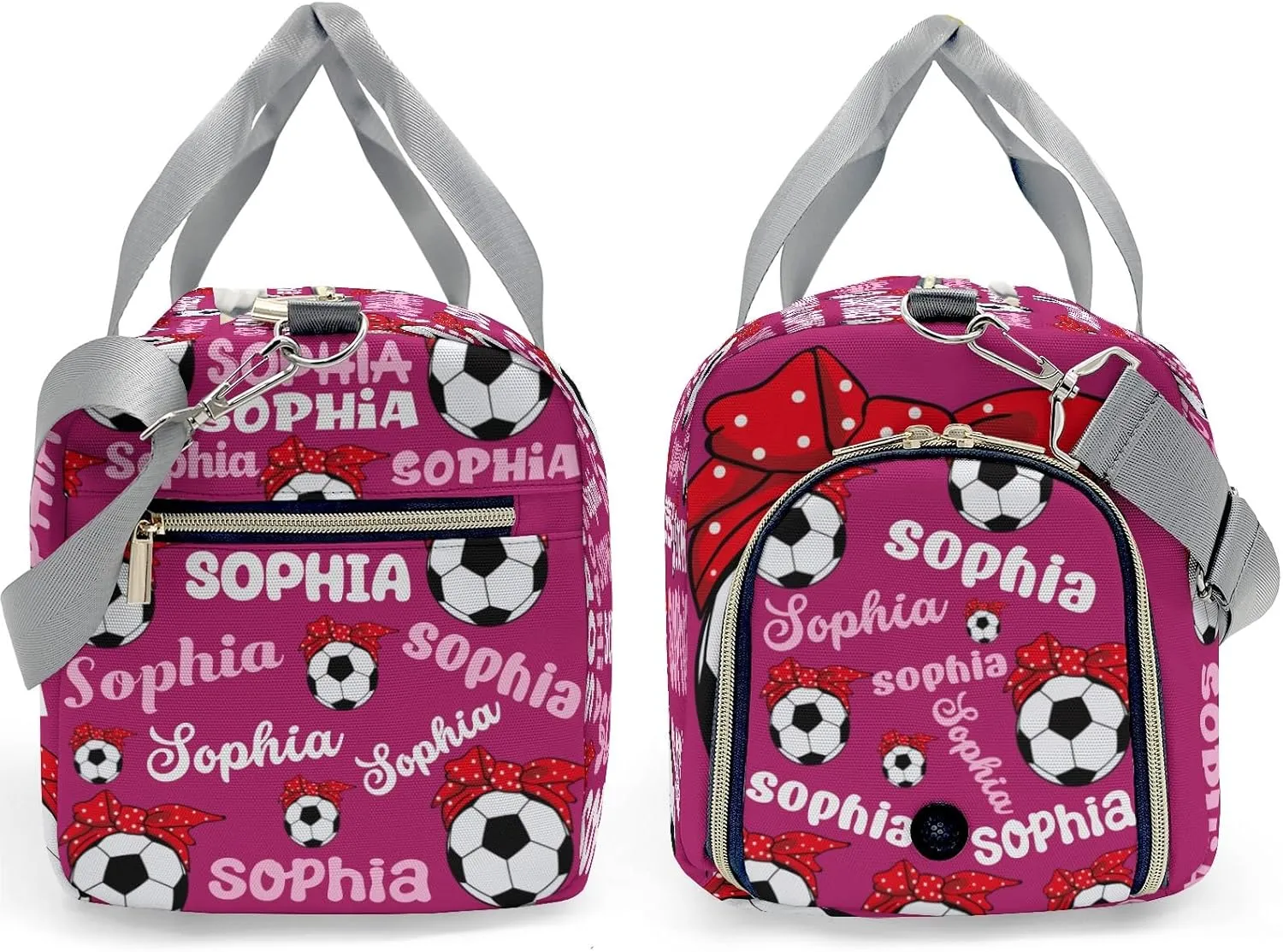 Personalized Soccer Mom Text Plum Red Duffel Bag,Customized Sport Player Travel Bag for Gifts