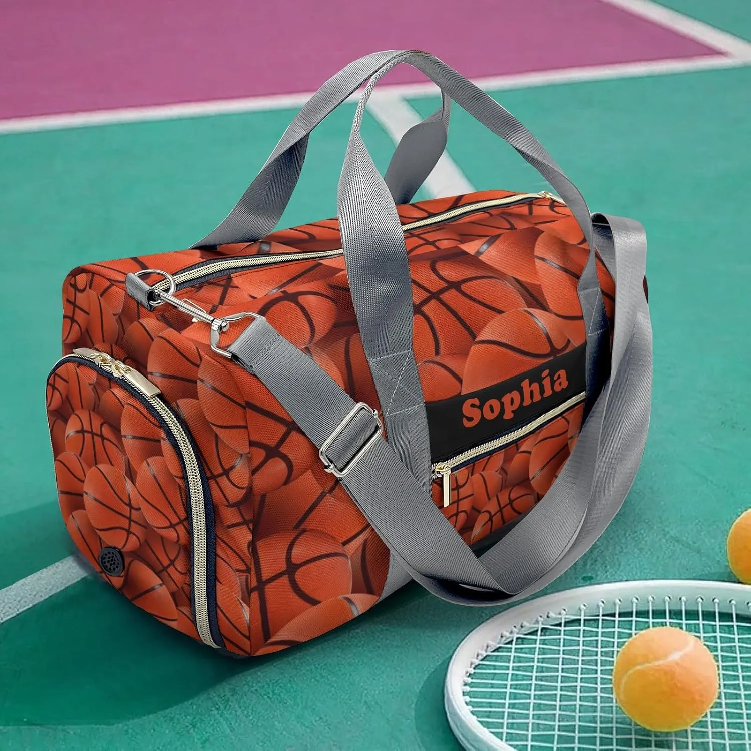 Personalized Sport Basketball Duffel Bag,Customized Sport Player Travel Bag for Gifts