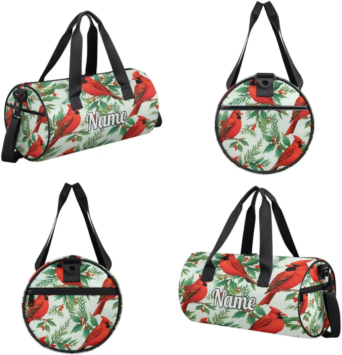 Personalized Sport Gym Bag Dance Duffle Ballet Bag Overnight Travel Sleepover Bags Swimming Hiking Camping, Winter Red Bird