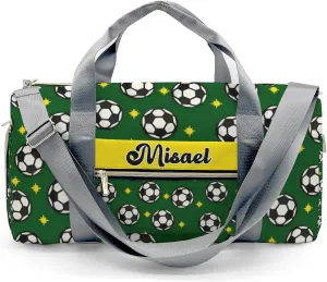 Personalized Sport Soccer Star Green Balls Duffel Bag for Boys,Customized Sport Player Travel Bag for Boys Man Gifts