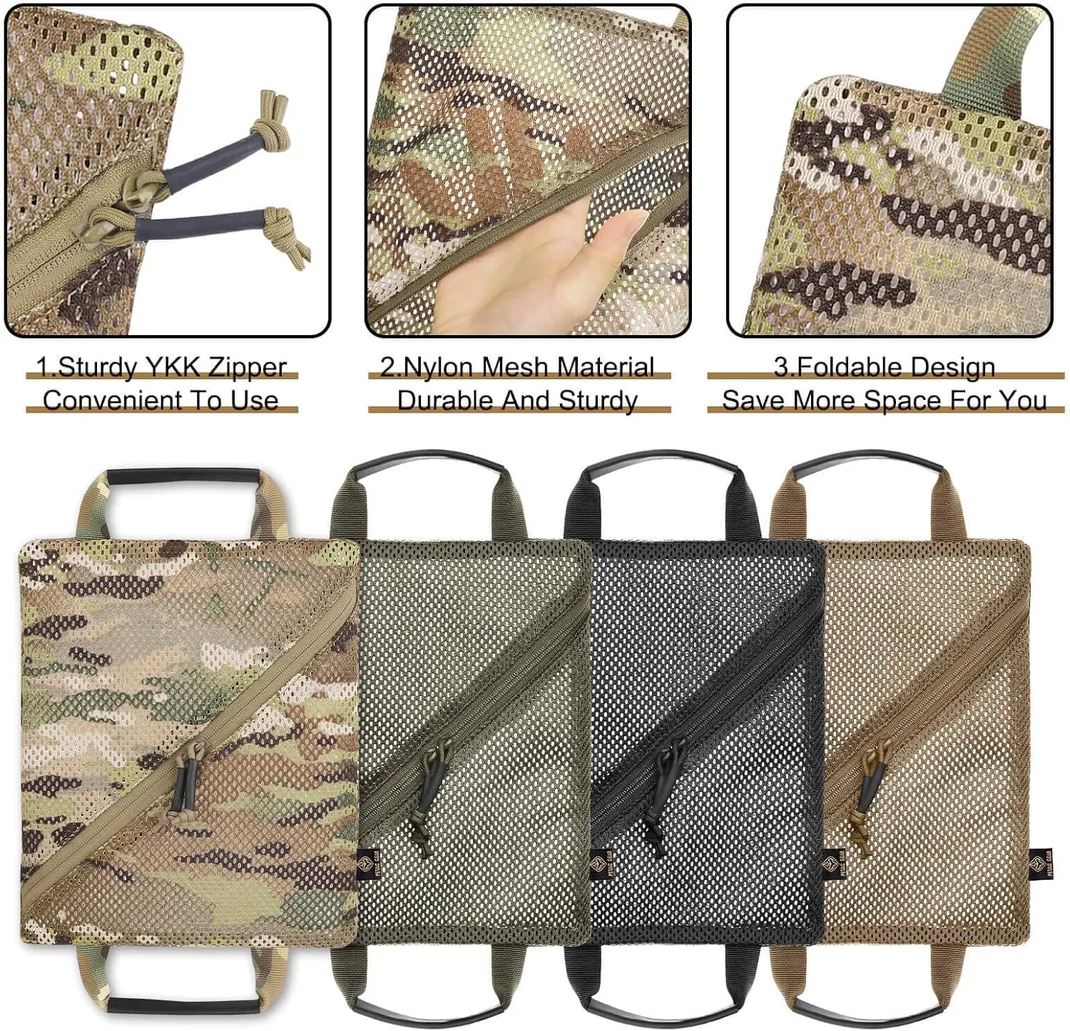 PETAC GEAR Tactical Storage Mesh Pouch Set,Insert Modular Utility Admin Pockets,Travel Organizer EDC Bag