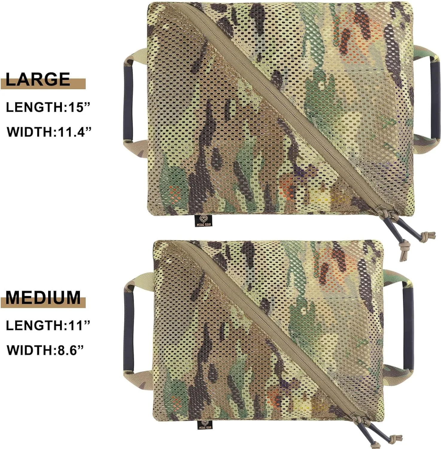 PETAC GEAR Tactical Storage Mesh Pouch Set,Insert Modular Utility Admin Pockets,Travel Organizer EDC Bag