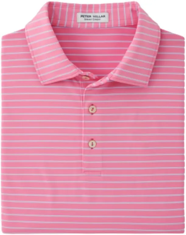 PETER MILLAR Mens Drum Performance Stripe Jersey Golf Polo - Peppermint M