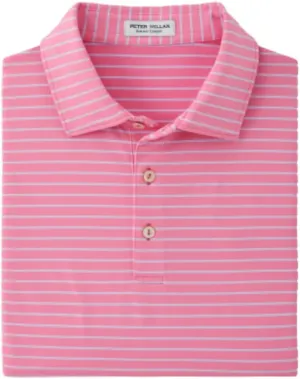 PETER MILLAR Mens Drum Performance Stripe Jersey Golf Polo - Peppermint M