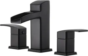 Pfister LG49DF0B Kenzo 2-Handle 8" Widespread Waterfall Bathroom Faucet in Matte Black, Water-Efficient Model
