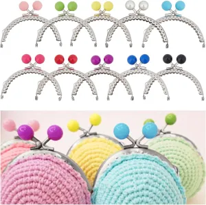 PH PandaHall 10 Color Purse Frame Bag Kiss Clasp Lock 3.3" Metal Arch Frame Coin Purse Tow Ball Kiss Clasp Clutch Frames Purse for Purse Making DIY Handle Bag Sewing Craft