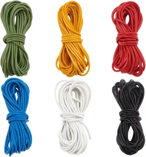 PH Pandahall 30 Yards 6 Colors Cowhide Rope, 2mm Round Leather Rope Jewelry Rope Cord Rawhide Rope Braided Beaded Rope for Packaging Bracelets Necklace Jewelry DIY Crafts Making