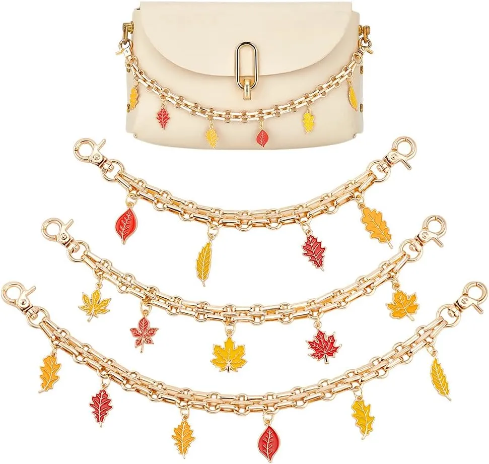 PH PandaHall Bag Chain with Pendants, Purse Extender Strap with Enamel Charms Replacement for Crossbody Shoulder Bag Handbag