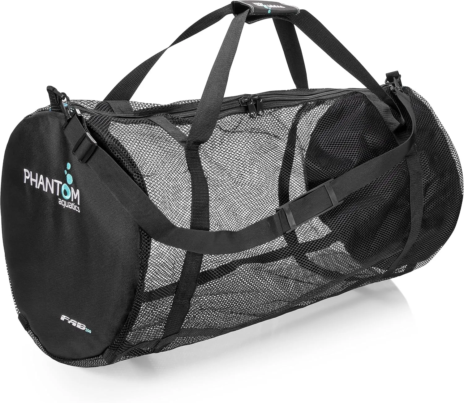 Phantom Aquatics Scuba Snorkeling Spearfishing Freediving Cruise Mesh Duffle Bag with Shoulder Strap and Spiral Zipper Closure (Black, Mesh Duffle Bag)