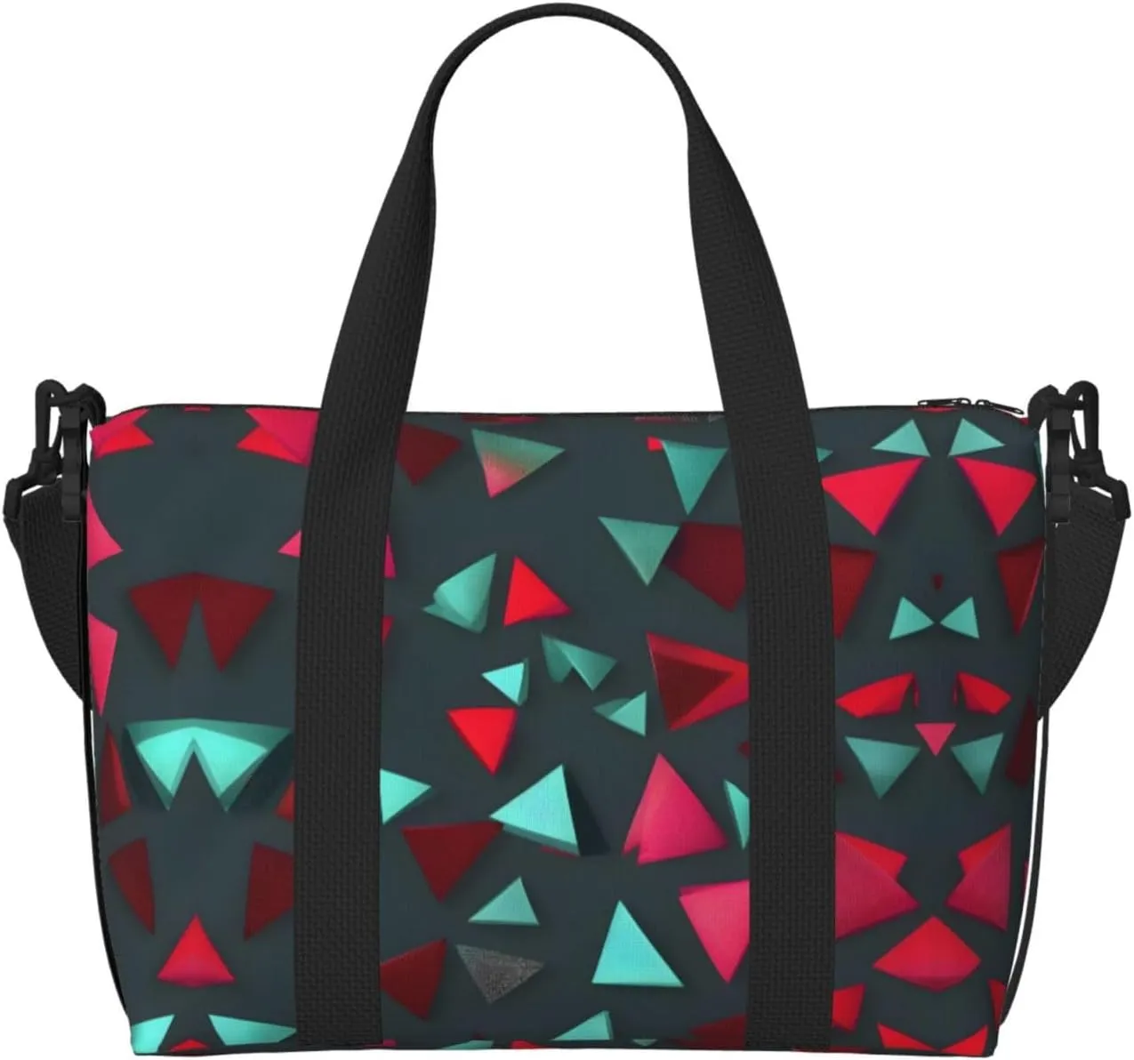 Phayah Triangular Pattern Travel Duffel Bag,Sports Tote Gym Bag,Shoulder Weekender Overnight Bag For Women