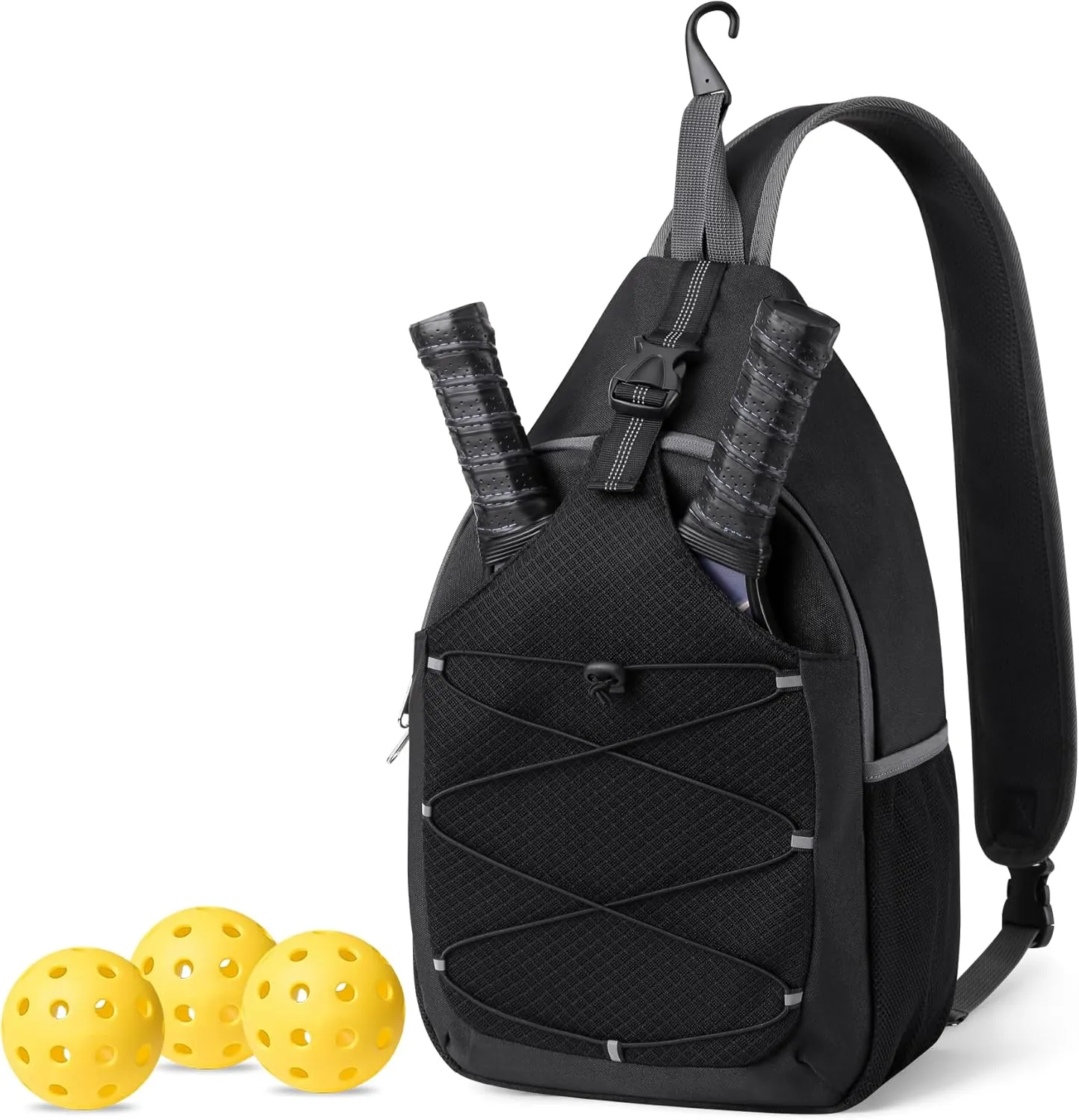 Pickleball Bag Pickleball Paddle Bag Small Pickleball Bag for Women Men, Adjustable Pickleball Sling Bag with Fence Hook Water Bottle Holder for Pickleball Paddle Racket