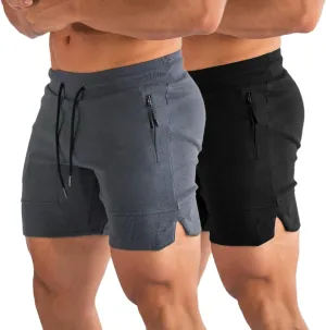 PIDOGYM Men's 5" Gym Workout Shorts,Fitted Jogging Short Pants for Bodybuilding Running Training with Zipper Pockets