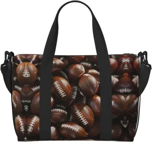 Pile Of Footballs Zippered Tote Bags For Women,Duffle Bag For Men,Spacious Travel Bag For Weekend Getaways