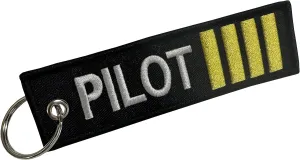 Pilot Epaulet Embroidered Keychain - Captain Four Gold Stripes