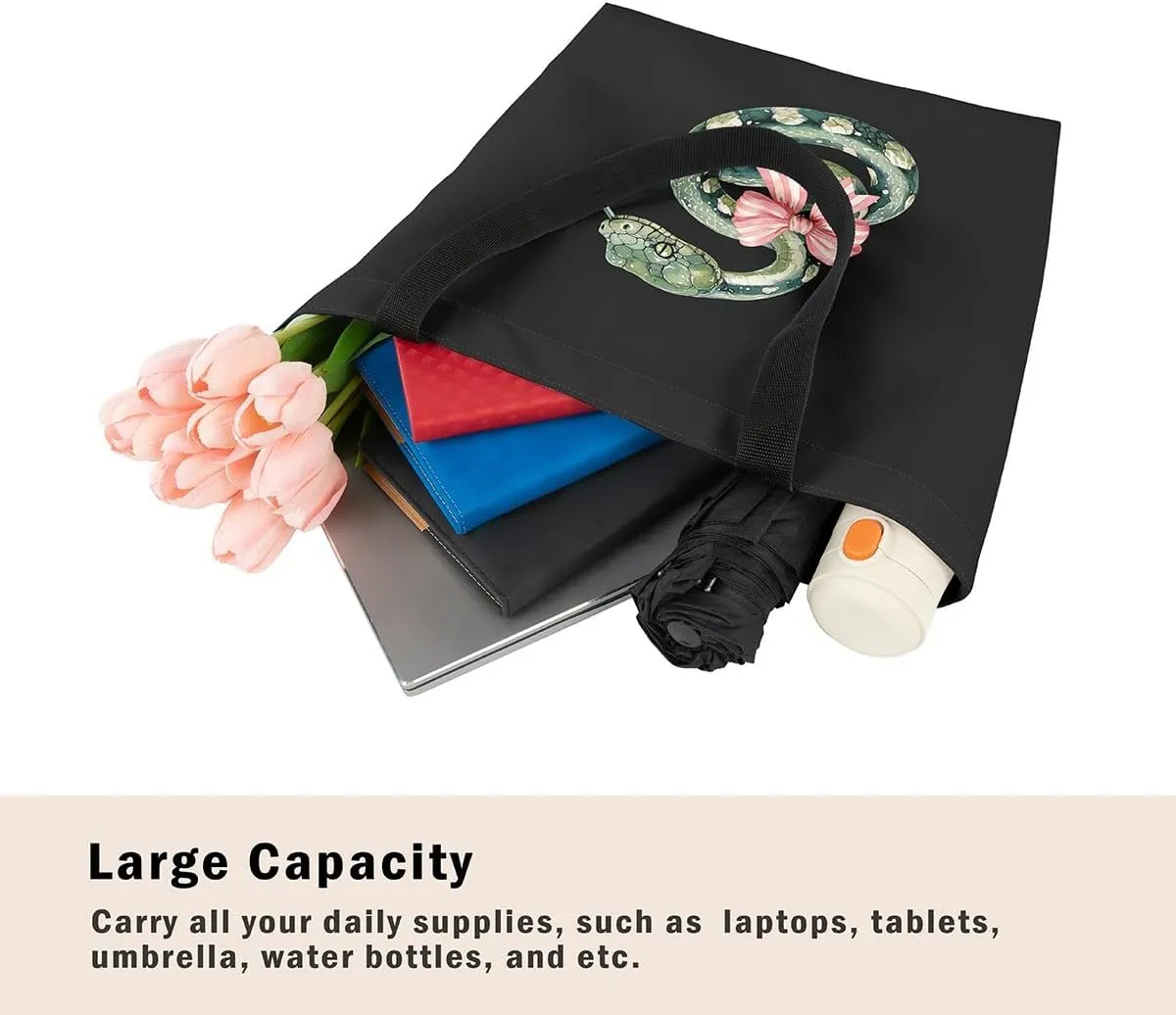 Pink Bowknot Canvas Bag for Kids Boys Girls,Mallard Duck Tote Bag
