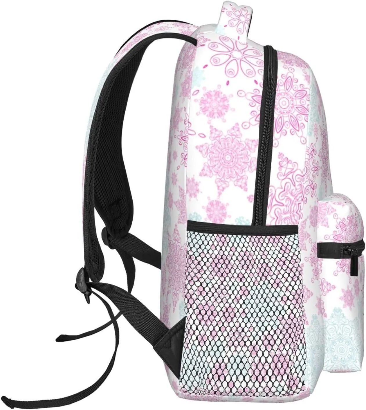 Pink Green Snowflakes Casual Backpack Travel Laptop Backpacks Lightweight Daypack Large Capacity Rucksack Notebook Bags Business Work Bag for Yoga Beach Hiking