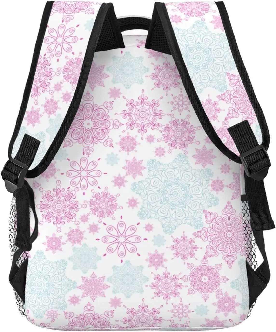 Pink Green Snowflakes Casual Backpack Travel Laptop Backpacks Lightweight Daypack Large Capacity Rucksack Notebook Bags Business Work Bag for Yoga Beach Hiking