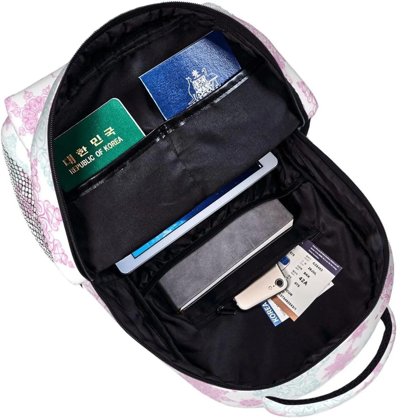 Pink Green Snowflakes Casual Backpack Travel Laptop Backpacks Lightweight Daypack Large Capacity Rucksack Notebook Bags Business Work Bag for Yoga Beach Hiking