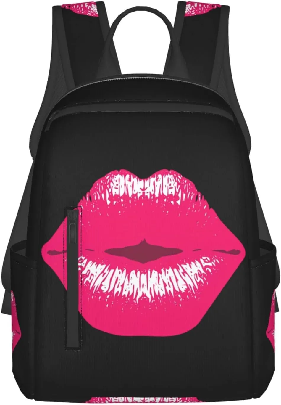 Pink Kiss Kissing Lips Lipstick Lipgloss Casual Backpacks Large Capacity Laptop Backpack Sports Rucksack Travel Daypack Adjustable Shoulder Strap Work Bag for Outdoor Camping