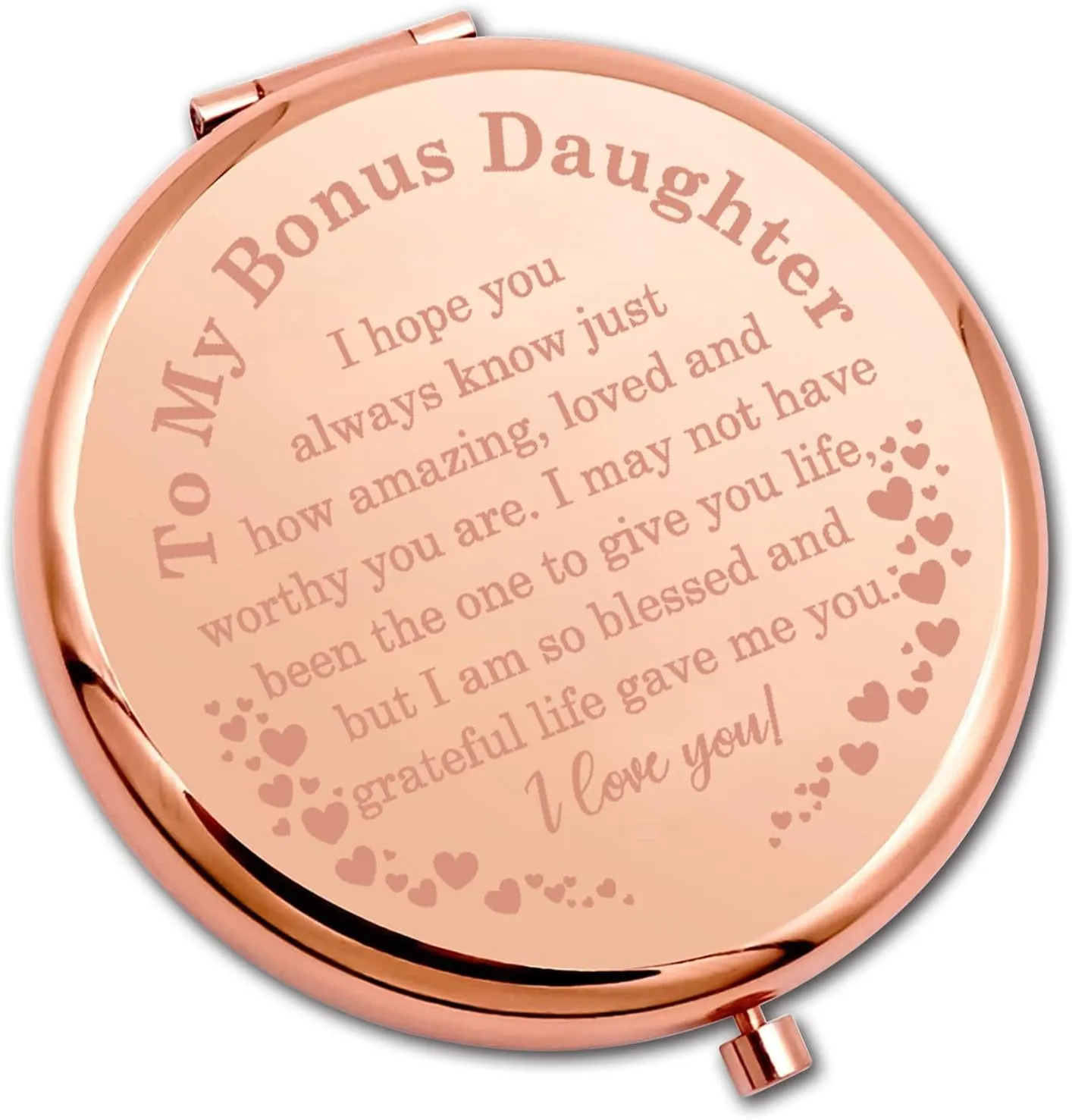 PLITI Bonus Daughter Compact Mirror Form Mom Dad Stepdaughter Gift to My Bonus Daughter Inspirational Pocket Mirror (Bonus Daughter CMrg)