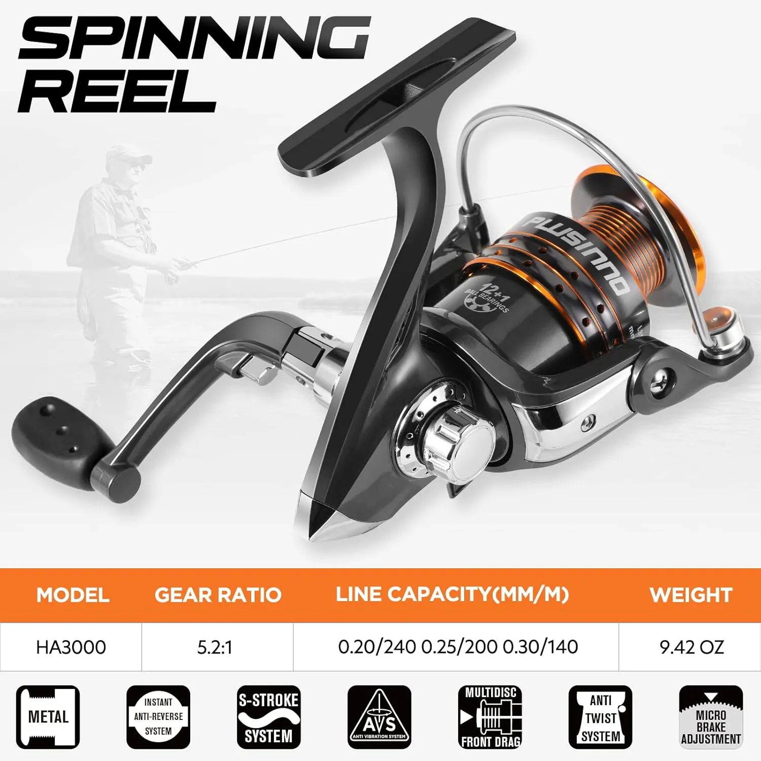 PLUSINNO Fishing Rod, Telescopic Fishing Rod and Reel Combo, Collapsible Travel Fishing Pole Rod Starter Kit, Carbon Fiber Fishing Rods and 12  1 Bearings Stainless Steel, Fishing Gifts for Men Adults