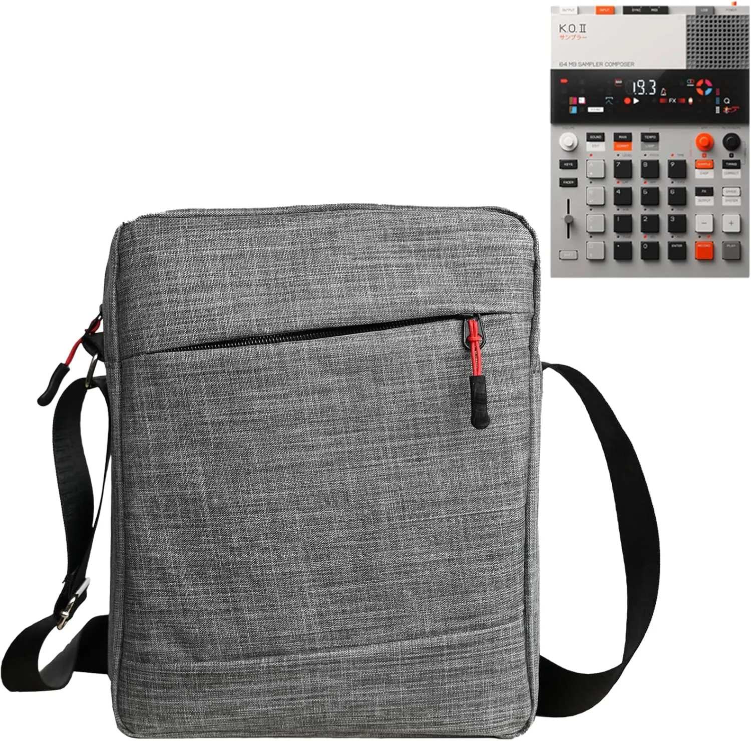 Pocket Operator Bag - Splashproof Crossbody Pouch Case for Teenage Engineering K.O. II Sampler EP-133 K.O II Sampler, Synthesizer and Drum Machine with Adjustable Strap (grey)