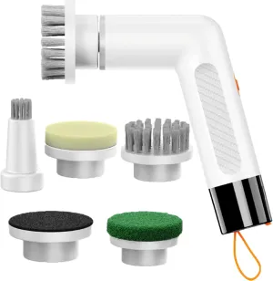 Pocket Pnoy Scrubber, Get Pocket Pnoy Brush, Pocket Pnoy Scrubber As Seen On Tv, with Multiple Replaceable Heads for Bathroom, Kitchen and Windows (White)
