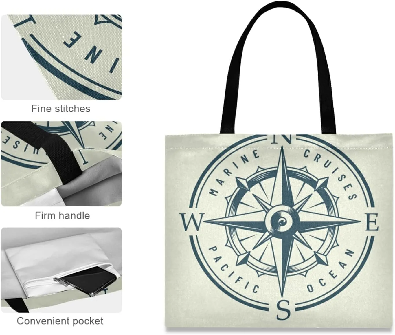 Poeticcity Women Grocery Tote Bag, Canvas Shoulder Bags, Women Handbag for Outdoors