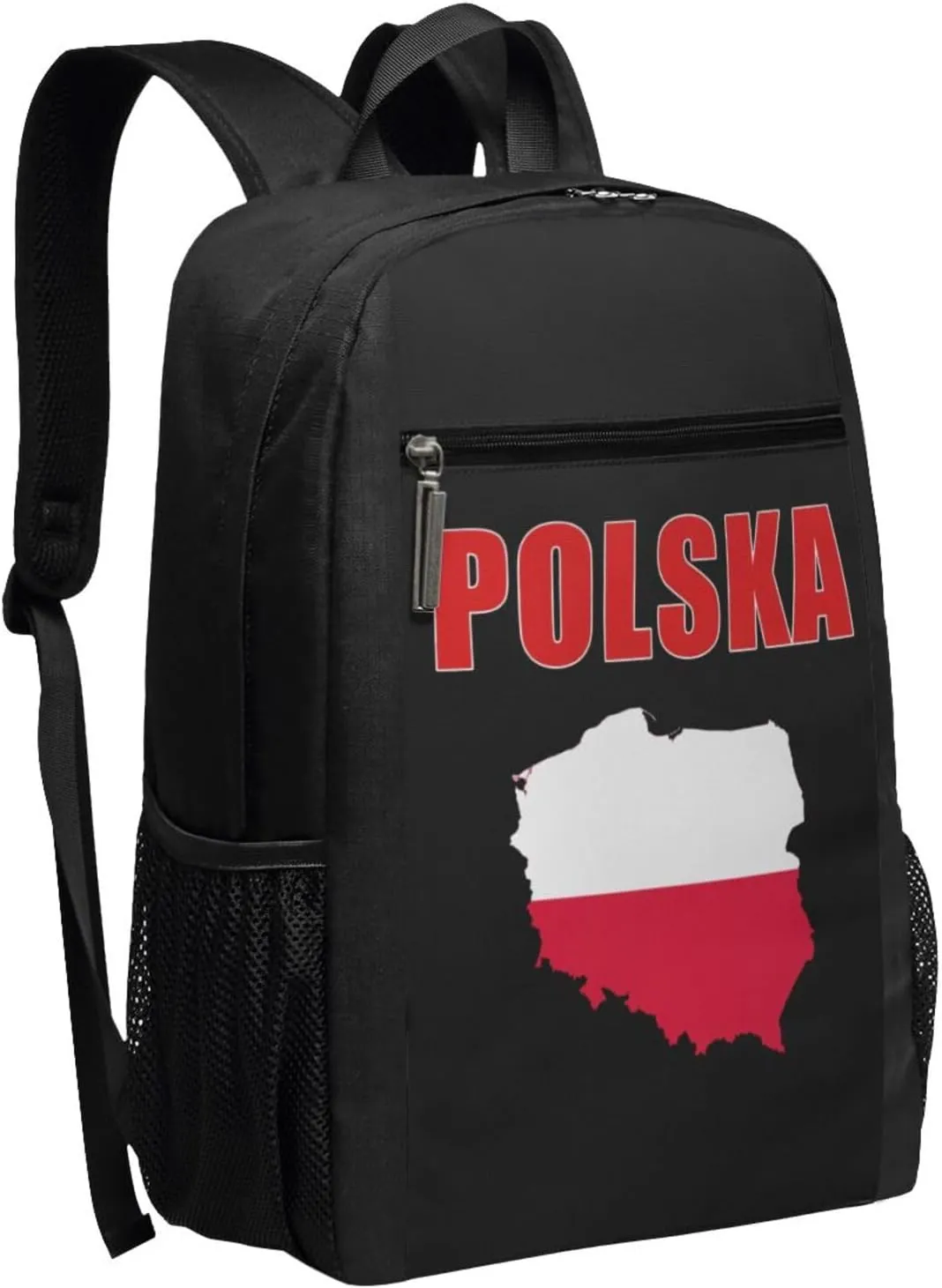 Poland Country Polska Map Casual Backpacks Sports Backpack Large Capacity Travel Rucksack Laptop Daypack with Multi-Pockets Adjustable Strap Work Bag for Hiking