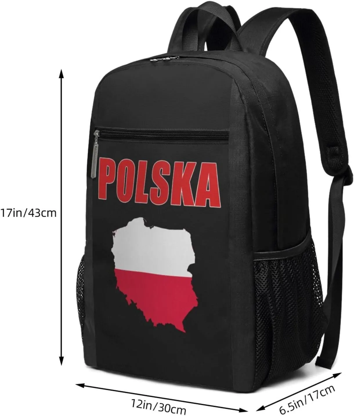 Poland Country Polska Map Casual Backpacks Sports Backpack Large Capacity Travel Rucksack Laptop Daypack with Multi-Pockets Adjustable Strap Work Bag for Hiking
