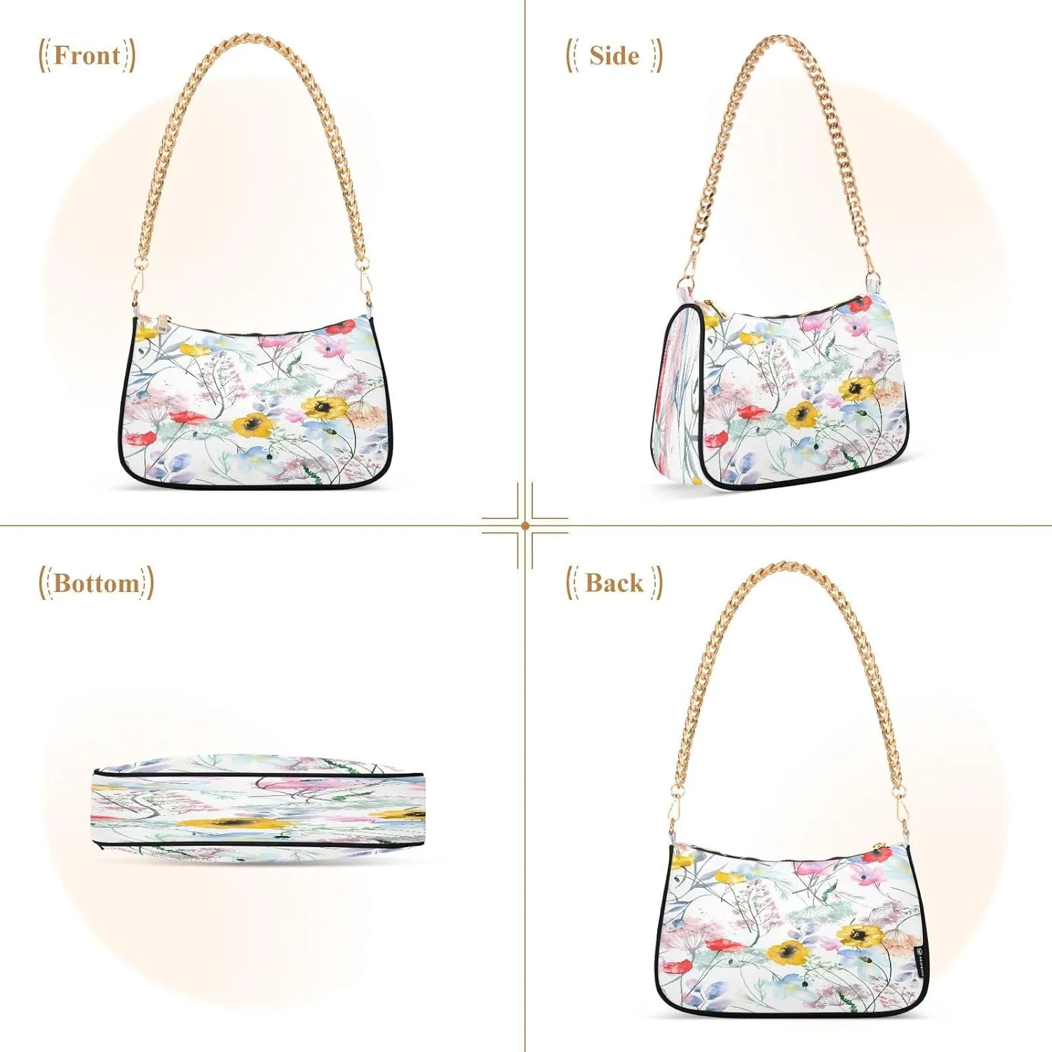 Polyester Shoulder Purses for Women,Fashion Shoulder Bag Purse Womens Crescent Crossbody Bag