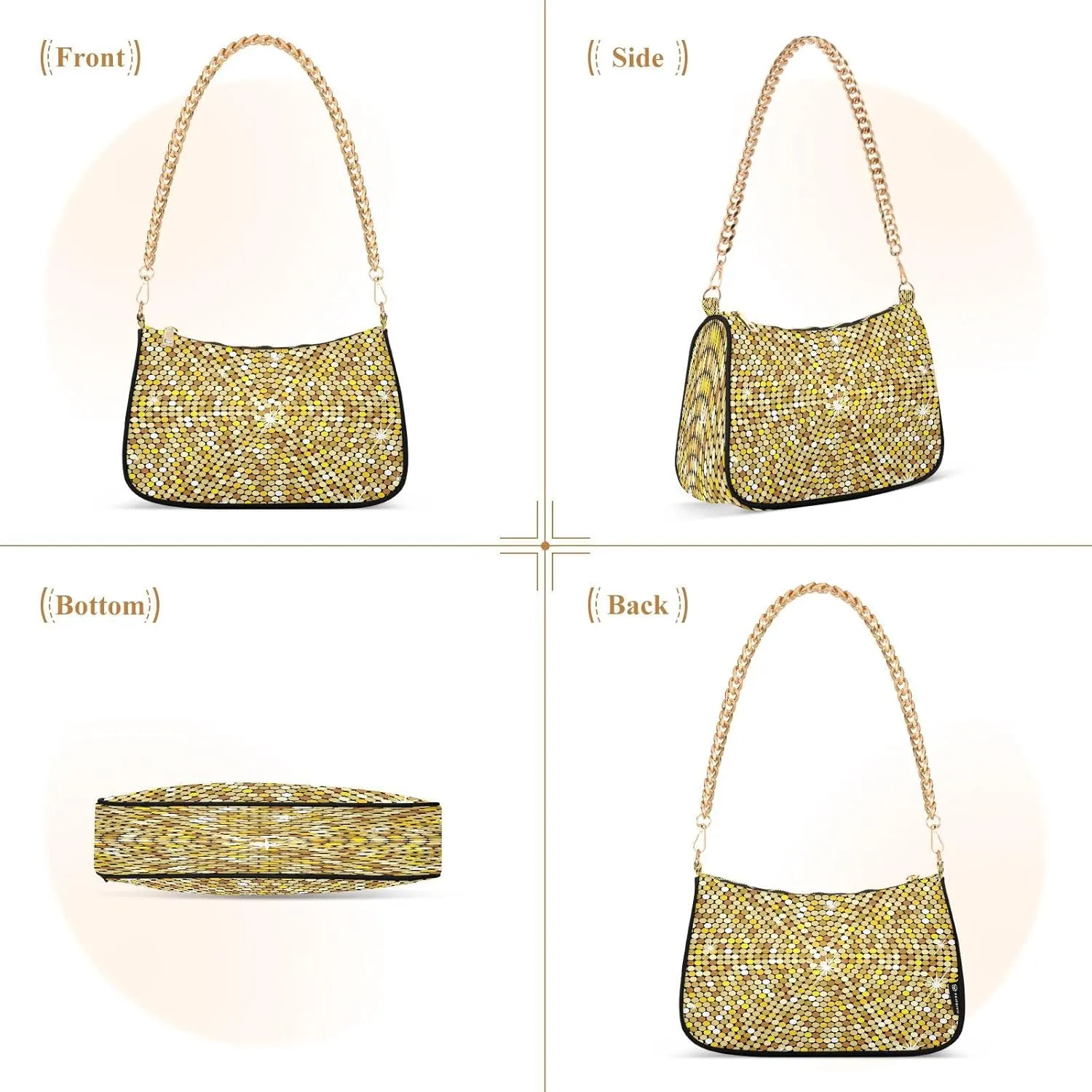 Polyester Shoulder Purses for Women,Fashion Shoulder Bag Purse Womens Crescent Crossbody Bag