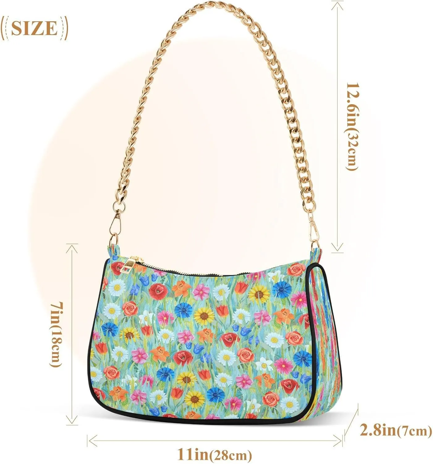 Polyester Shoulder Purses for Women,Fashion Shoulder Bag Purse Womens Crescent Crossbody Bag