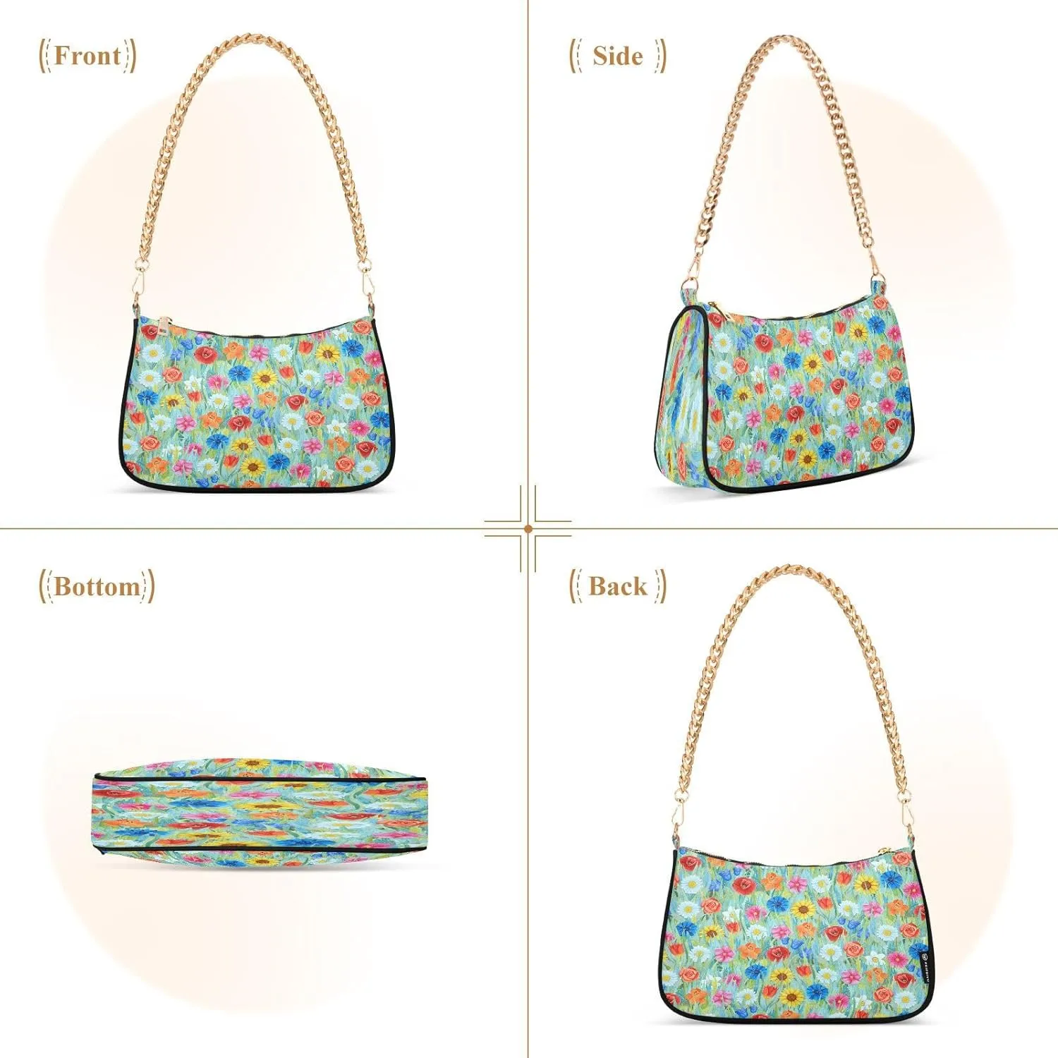 Polyester Shoulder Purses for Women,Fashion Shoulder Bag Purse Womens Crescent Crossbody Bag