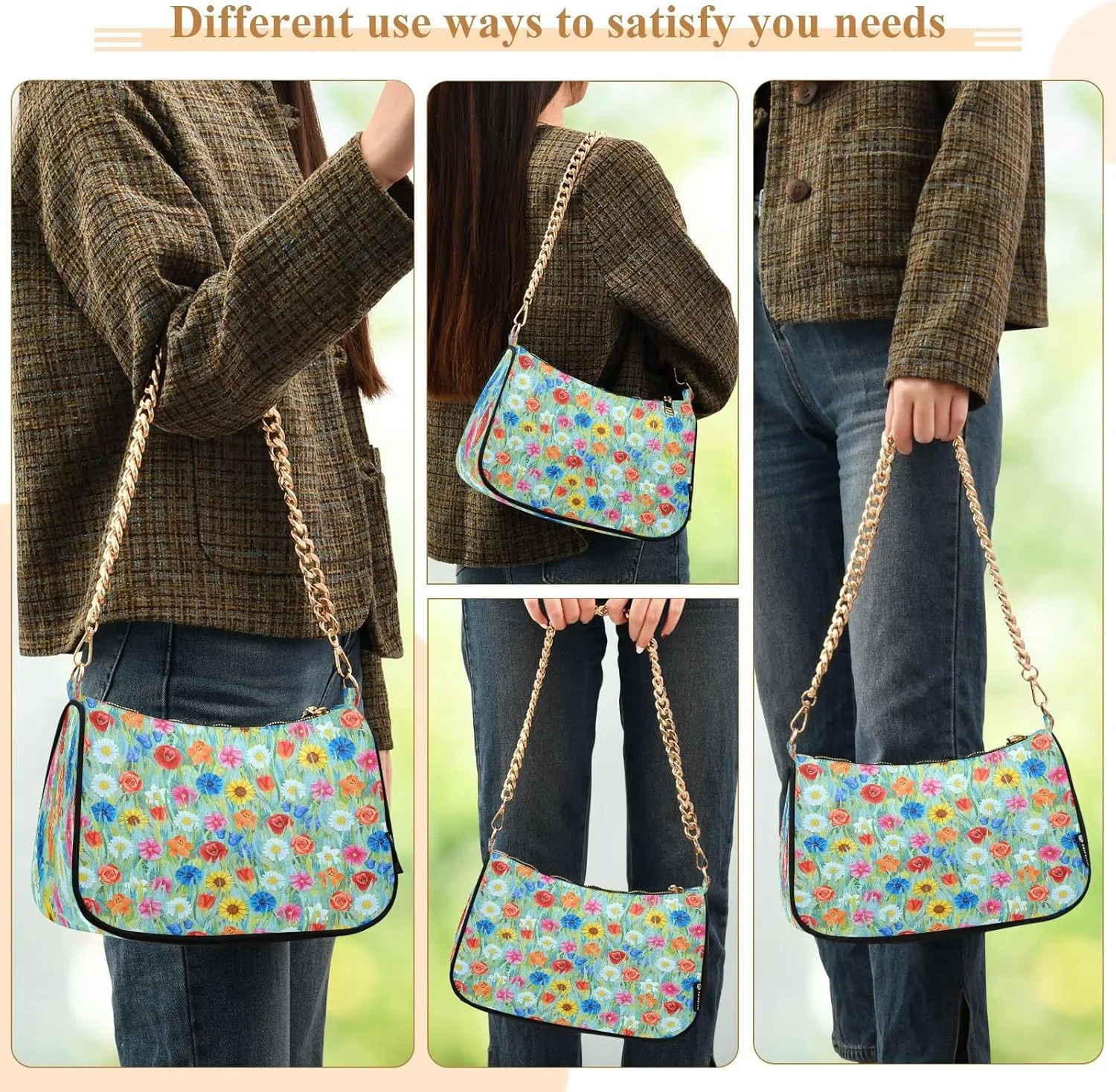 Polyester Shoulder Purses for Women,Fashion Shoulder Bag Purse Womens Crescent Crossbody Bag