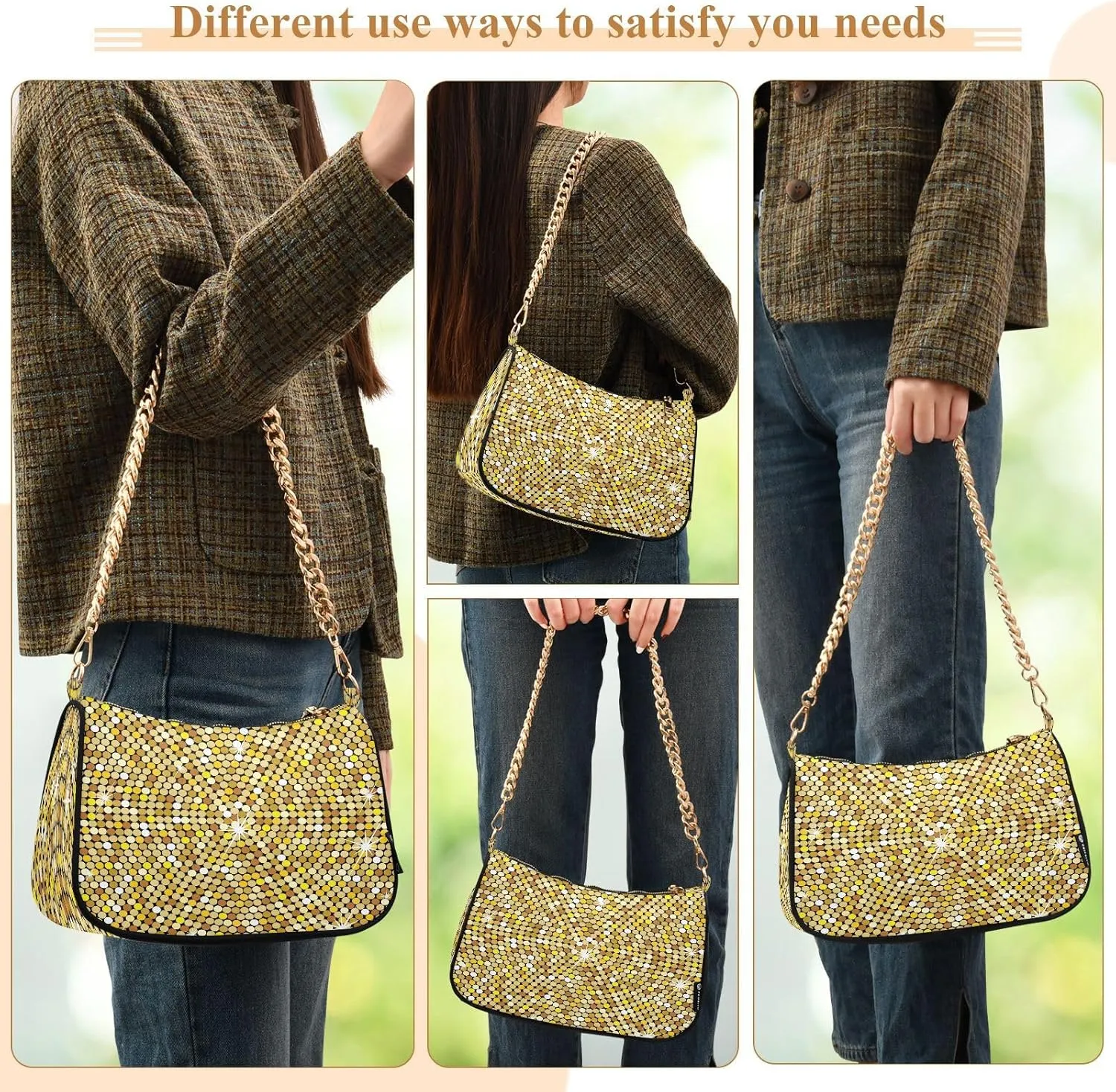 Polyester Shoulder Purses for Women,Fashion Shoulder Bag Purse Womens Crescent Crossbody Bag
