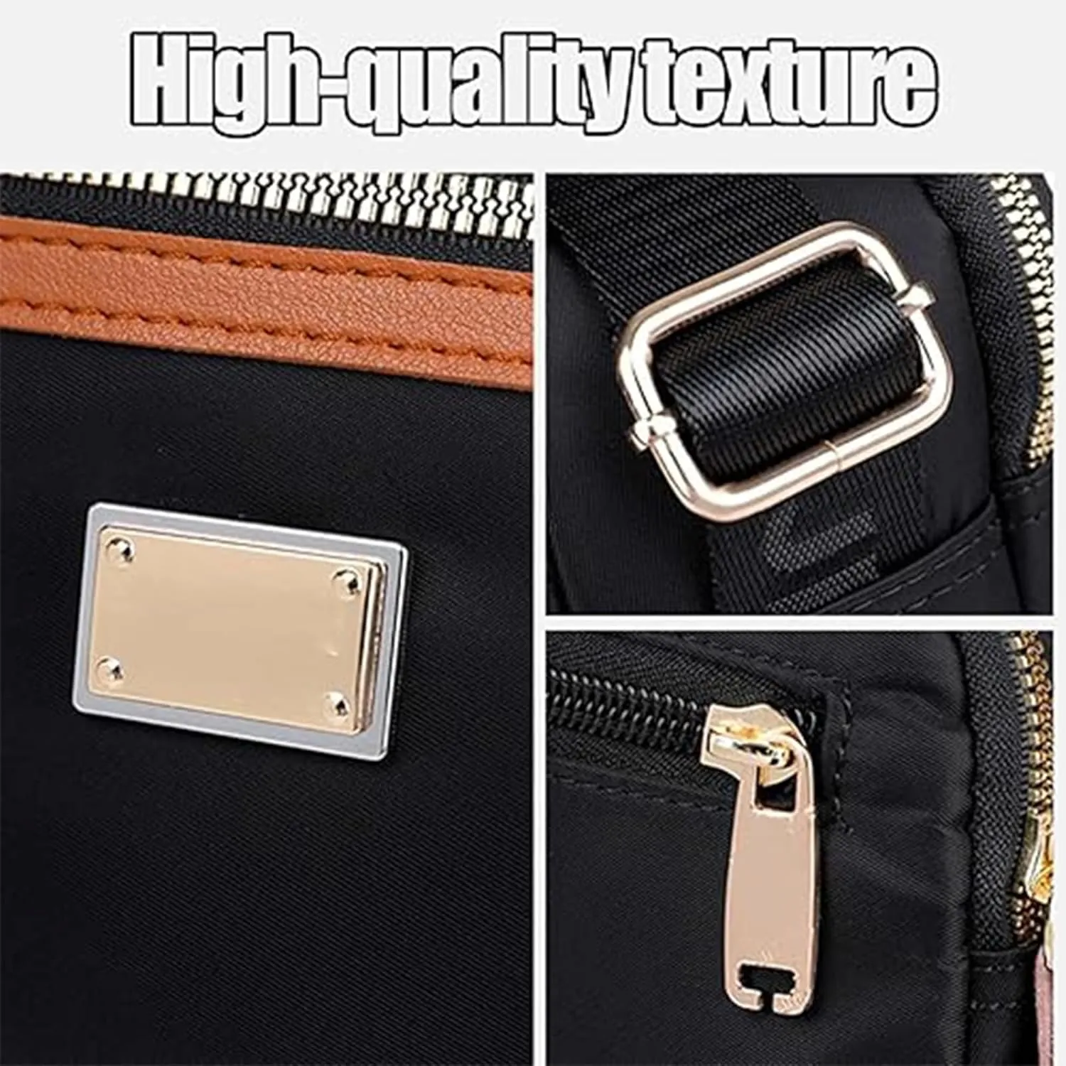 Popularate Nylon Crossbody Bag, Popularate Multi Pockets with Zipper Waterproof Nylon Crossbody Bag
