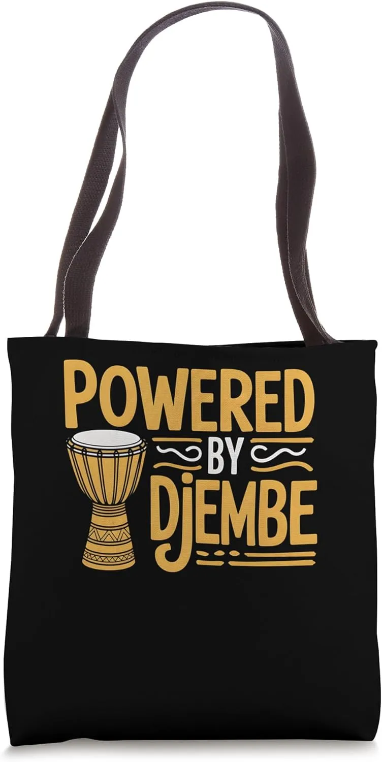 Powered By Djembe Funny Drummer Rhythm Music Tote Bag