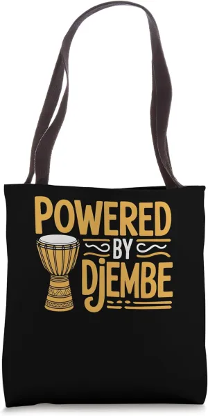 Powered By Djembe Funny Drummer Rhythm Music Tote Bag