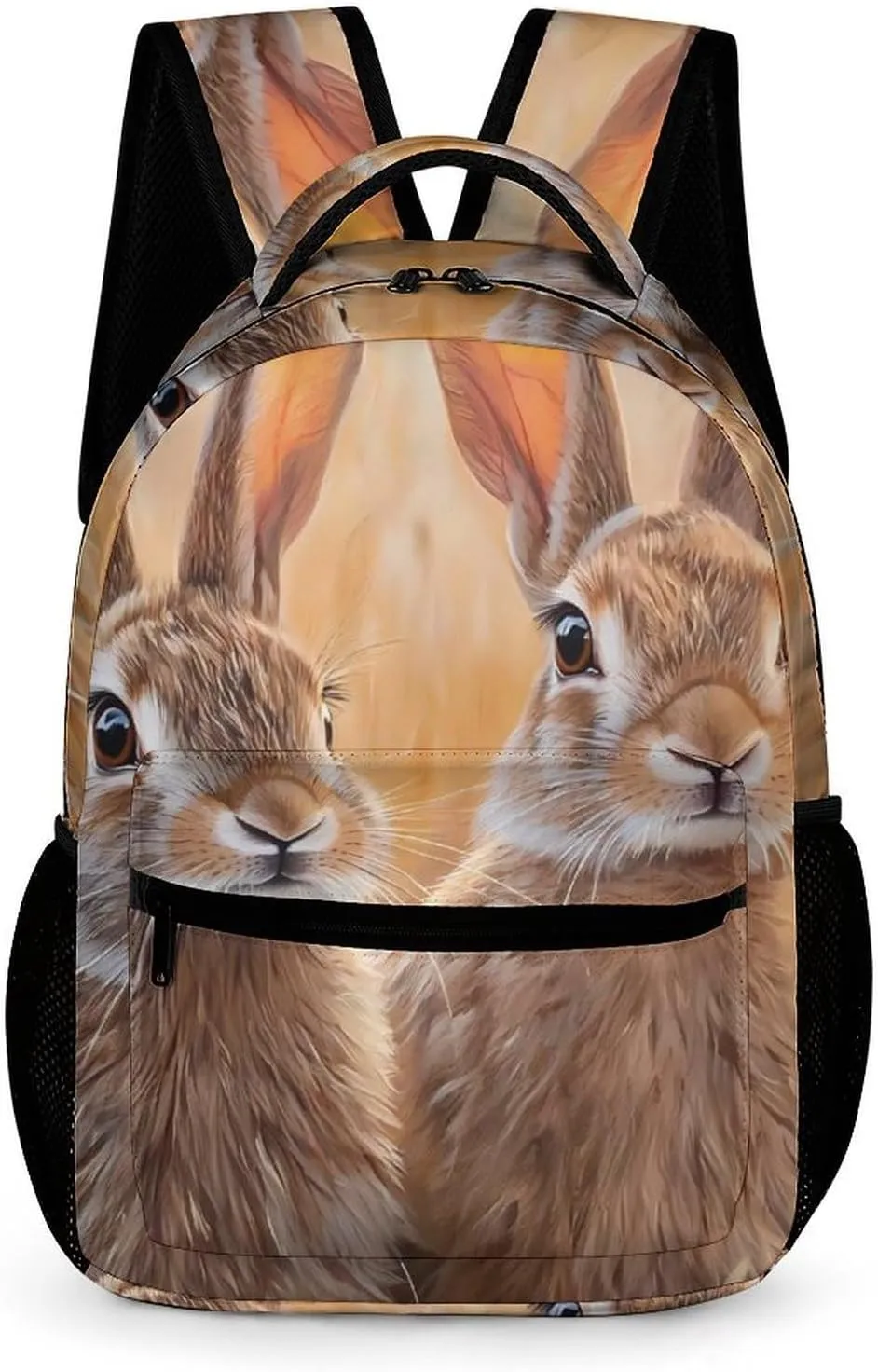 Prairies Hare Rabbits Cute Backpack Travel Work Bag with Water Bottle Pocket Adjustable Padded Shoulder Straps Daypack