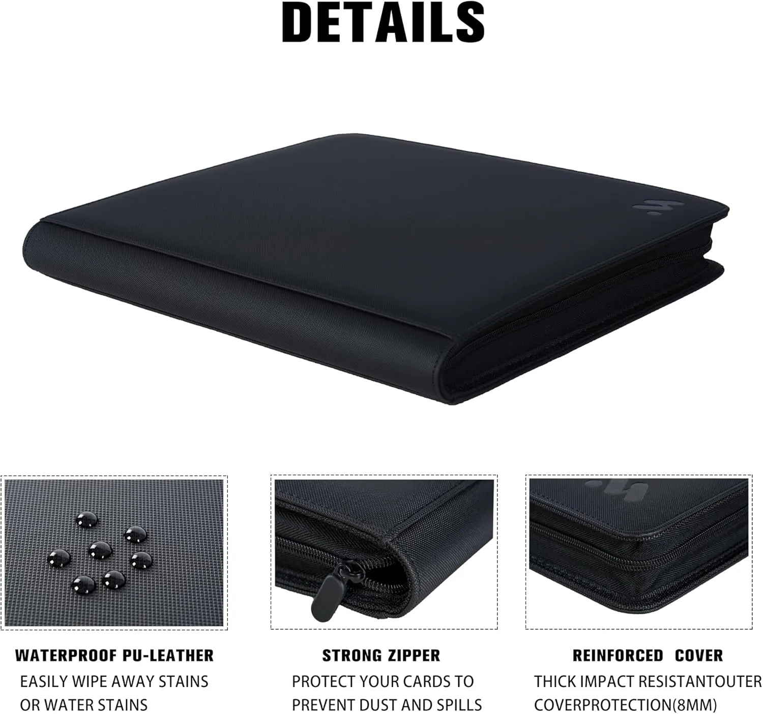 Premium 1000  Pockets Card Binder,16 Pockets Trading Card Binder Ringless Side Loading Trading Card Album Folder for TCG -Black