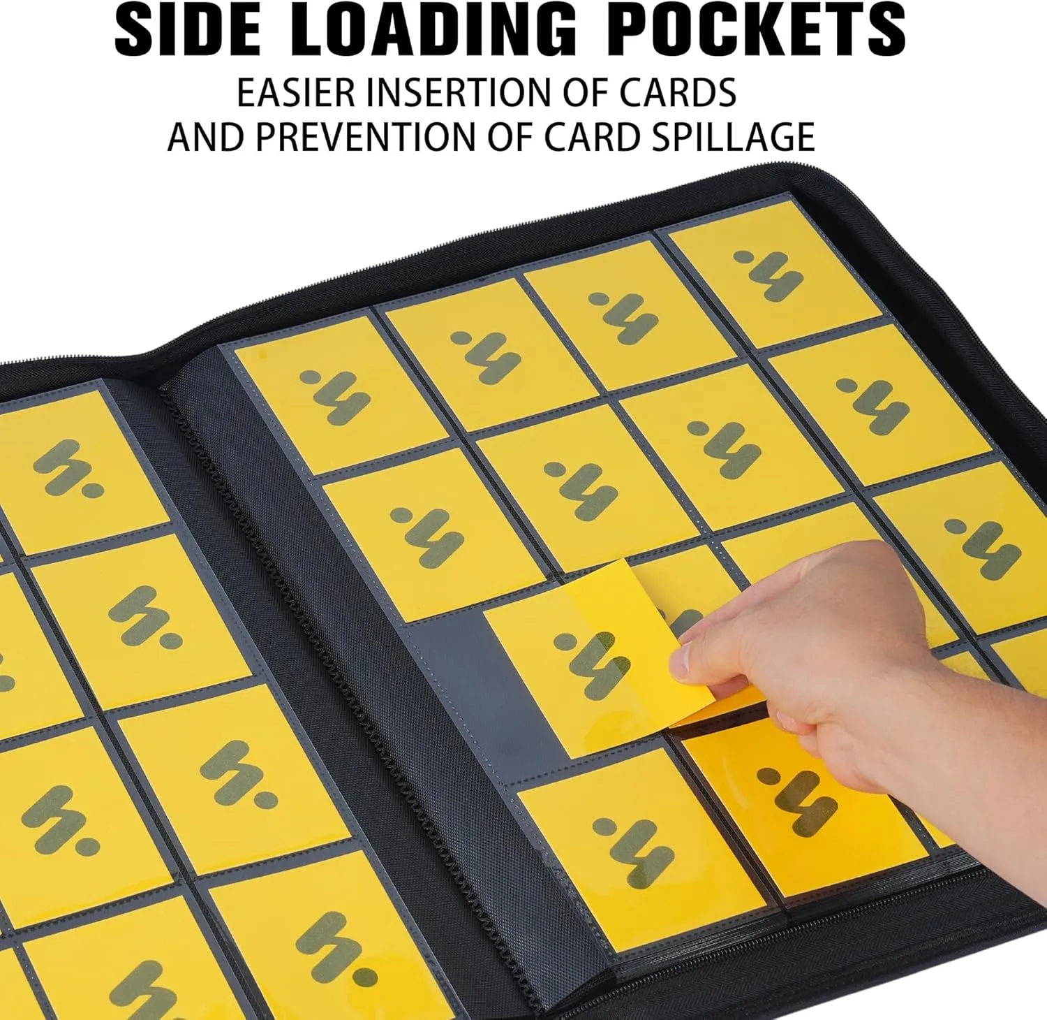 Premium 1000  Pockets Card Binder,16 Pockets Trading Card Binder Ringless Side Loading Trading Card Album Folder for TCG -Black