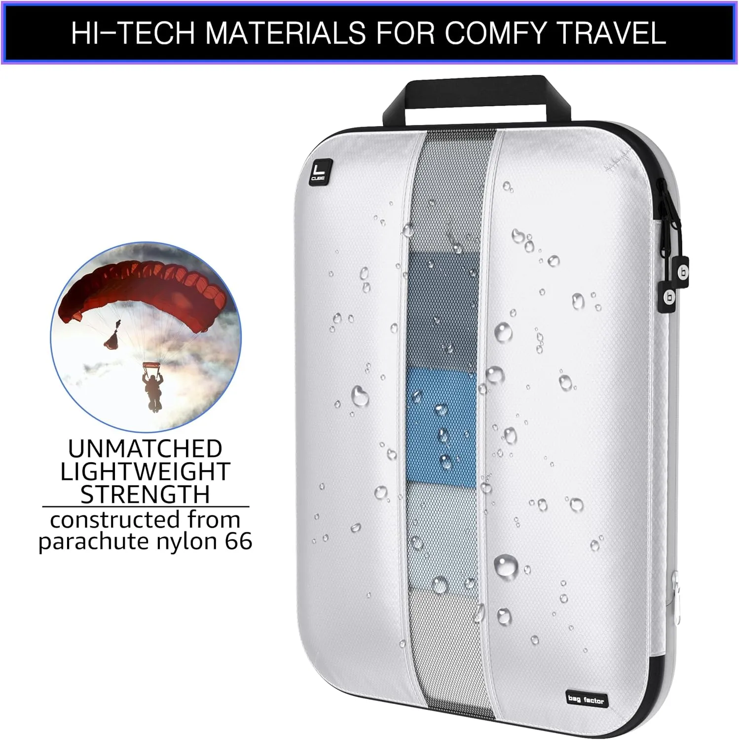 Premium Ultralight Compression Packing Cubes for Travel - Bag Factor Luggage Organizer Set (White - 5 Set)