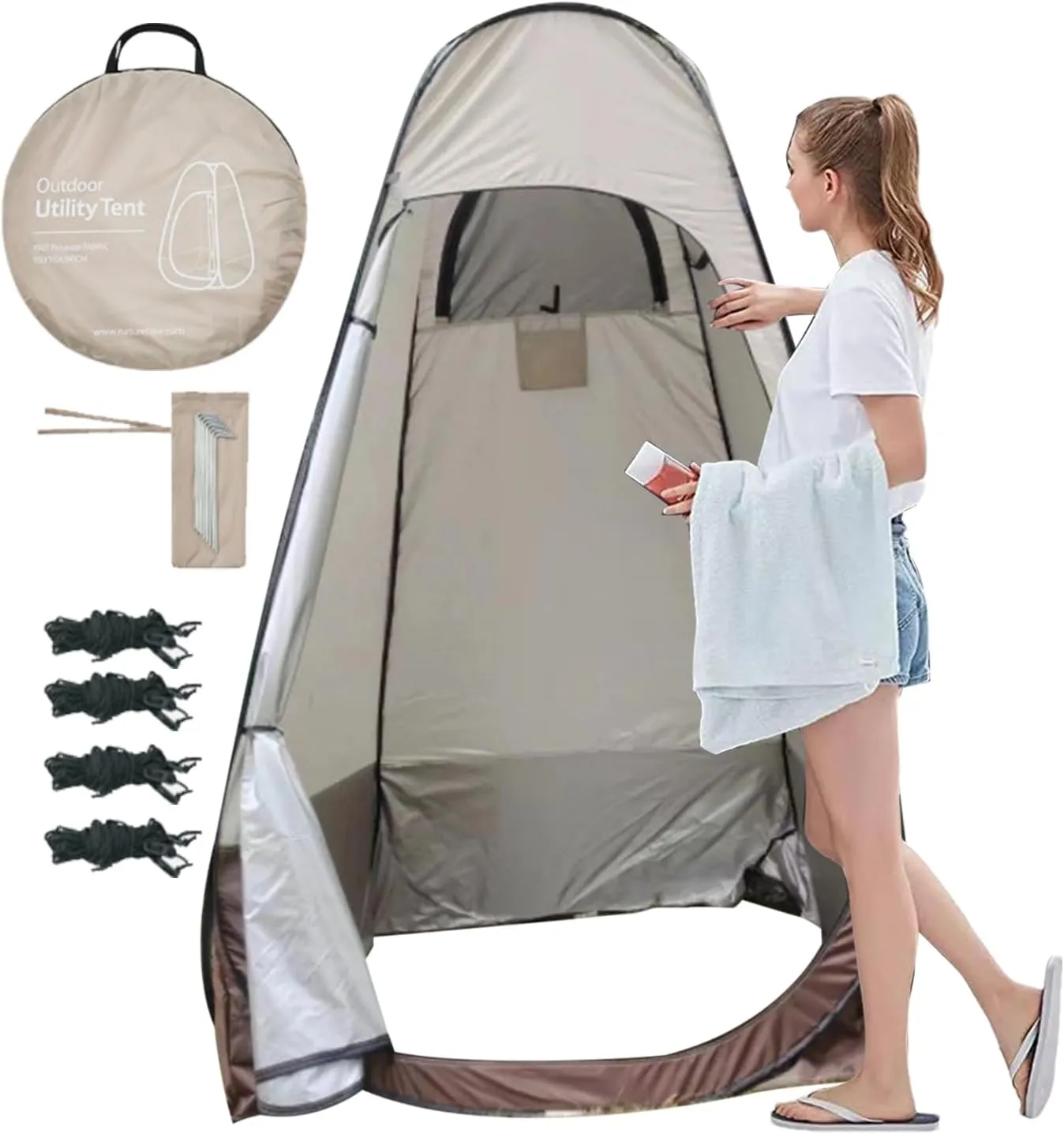 Privacy tent-portable pop-up locker room, outdoor shower shelter | Lightweight folding privacy POD, instant setup, carry bag included, ideal pa
