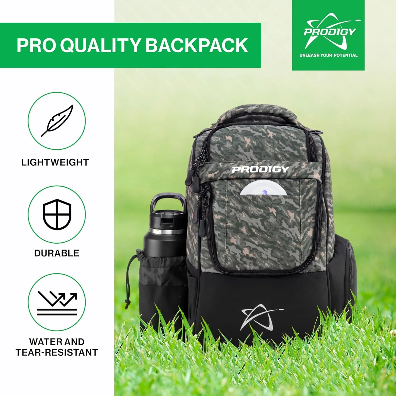 Prodigy Disc Ascent Disc Golf Backpack, Beginner Frisbee Backpack with 18  Disc Capacity, Lightweight Golf Starter Bag, Essential Accessories