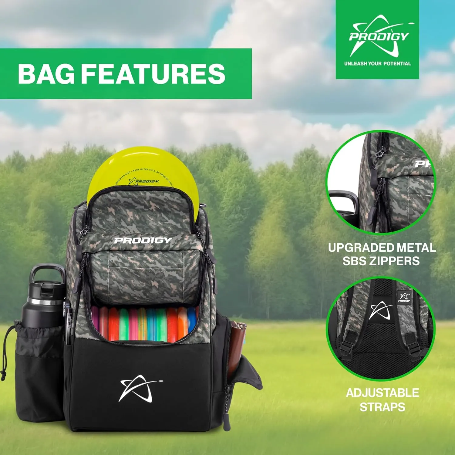 Prodigy Disc Ascent Disc Golf Backpack, Beginner Frisbee Backpack with 18  Disc Capacity, Lightweight Golf Starter Bag, Essential Accessories